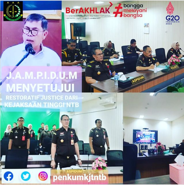 JAMPIDUM MENYETUJUI PERMOHONAN RESTORATIVE JUSTICE TINDAK PIDANA UMUM KEJAKSAAN TINGGI NTB