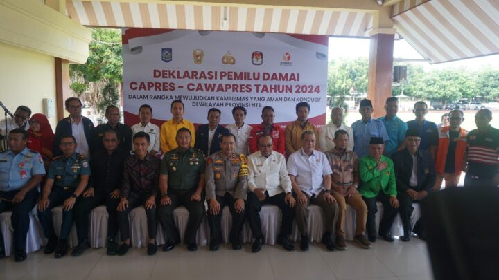 Deklarasi Pemilu Damai Capres-Cawapres Tahun 2024 yang bertempat di Polda NTB