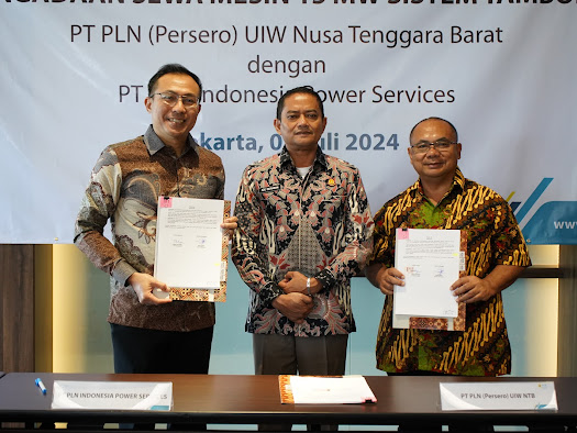 Asisten Perdata dan Tata Usaha Negara Kejati NTB beserta Jaksa Pengacara Negara (JPN) menyaksikan Penandatanganan Perjanjian Kerjasama antara PT. PLN UIW NTB dan PT. PLN Indonesia Power Service terkait Pengadaan Sewa Mesin 15 MW Sistem Tambora