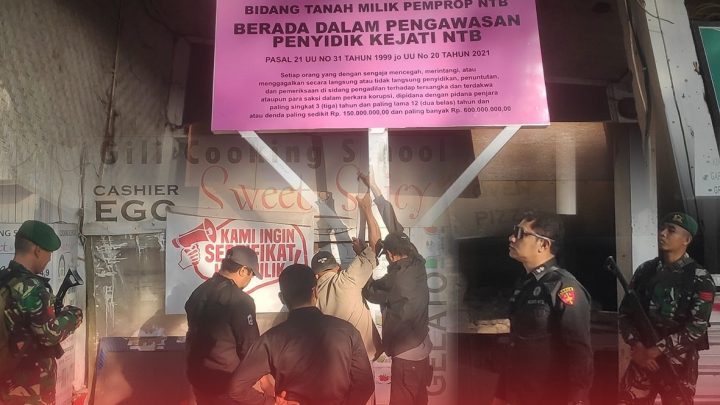 PENYIDIK PIDANA KHUSUS KEJATI NTB PASANG PAPAN PLANG DIATAS LAHAN MILIK PEMERINTAH DAERAH PROVINSI NTB DI GILI TRAWANGAN