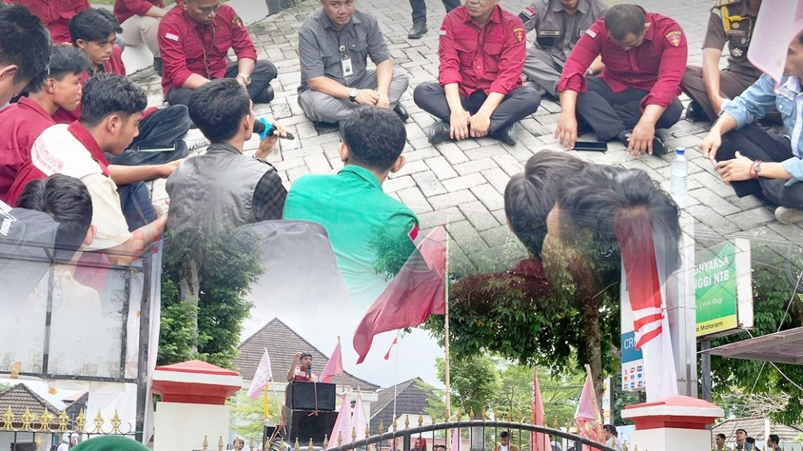 UNJUK RASA DAN HEARING TERBUKA BEM-DPM-IMM UNIVERSITAS MUHAMMADIYAH MATARAM DI KEJAKSAAN TINGGI NTB